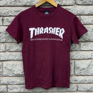 Thrasher Burgundy Tee with White Logo